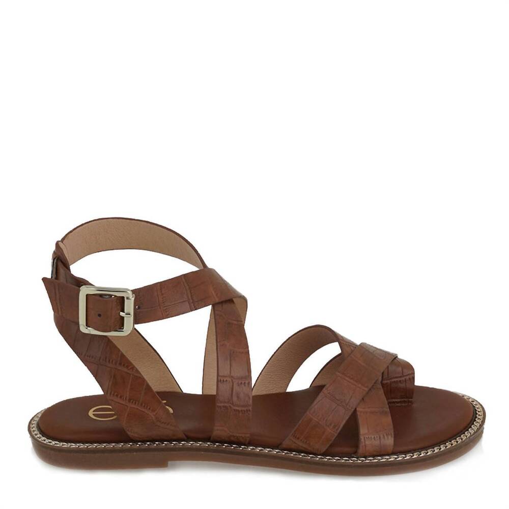 NEW EXE women's alexia-100 flat strappy sandal in tan